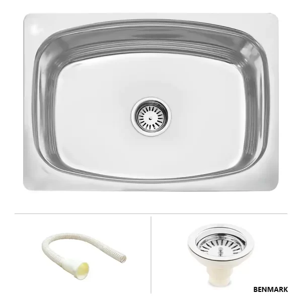 Oval Single Bowl Kitchen Sink (24 x 18 x 9 inches)