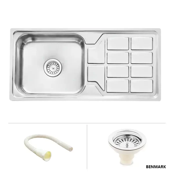 Square Single Bowl Kitchen Sink with Drainboard